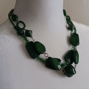 Fairy Forest Festival Green Necklace Set Of 2, Plastic Bead Costume Jewerly
